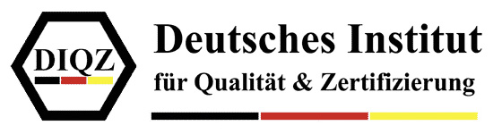 Ein Logo Deutsches Institut für Qualität mit den Farben Schwarz Rot Gold