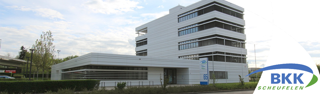 Ein Bild auf dem das Gebäude der BKK Scheufelen von außen zu sehen ist.